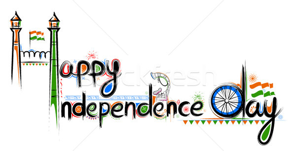Abstract typography for Happy Independence Day of India Stock photo © vectomart