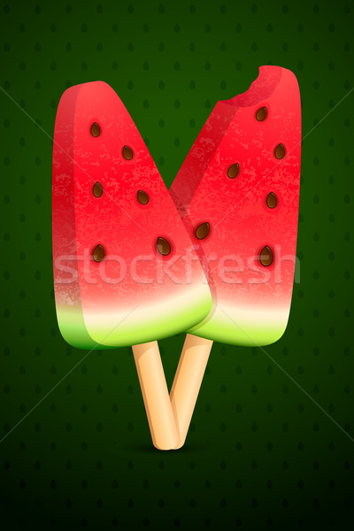 Watermeloen ijs illustratie plakje water Stockfoto © vectomart