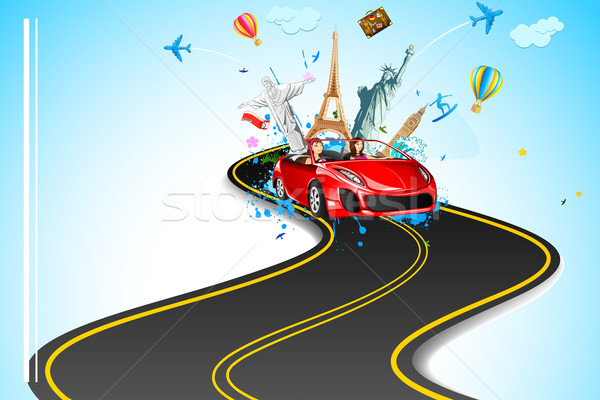 Damas mundo gira ilustración conducción coche Foto stock © vectomart
