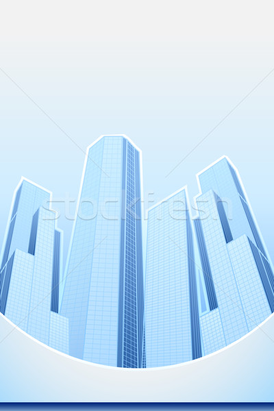 Stock foto: Wolkenkratzer · Gebäude · Illustration · groß · modernes · Gebäude · Stadtbild