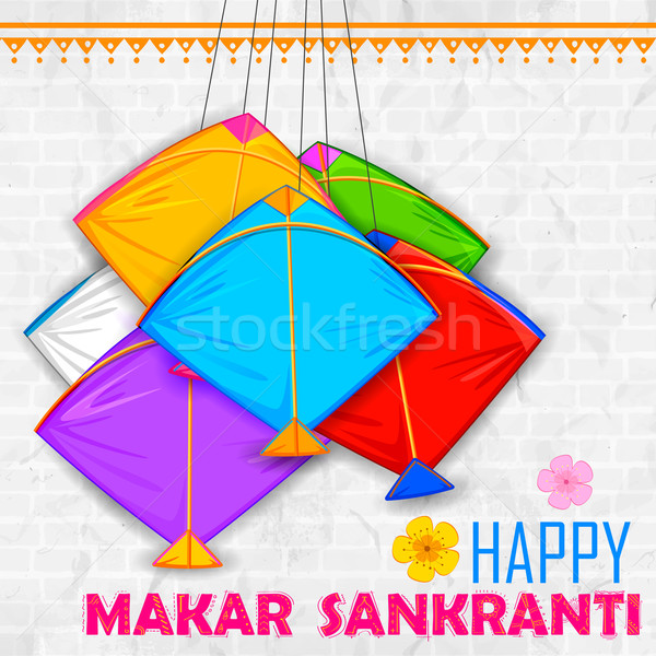 Makar Sankranti wallpaper with colorful kite Stock photo © vectomart