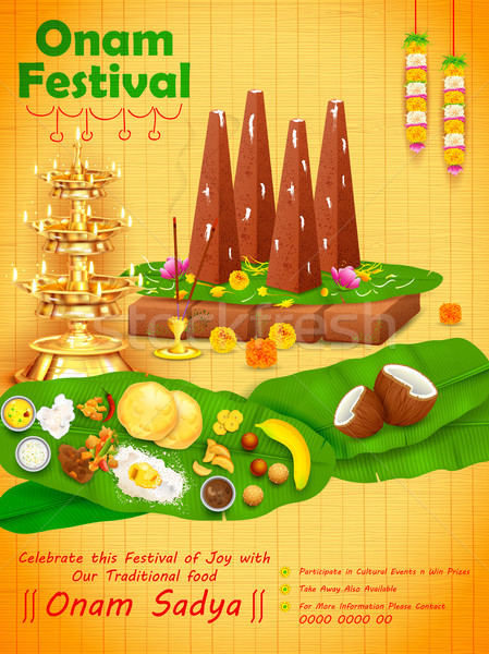 Decorated onathappan for Happy Onam festival of South India Kerala Stock photo © vectomart
