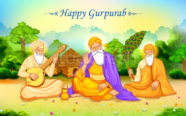 Happy Gurpurab, Guru Nanak Jayanti festival of Sikh celebration background Stock photo © vectomart
