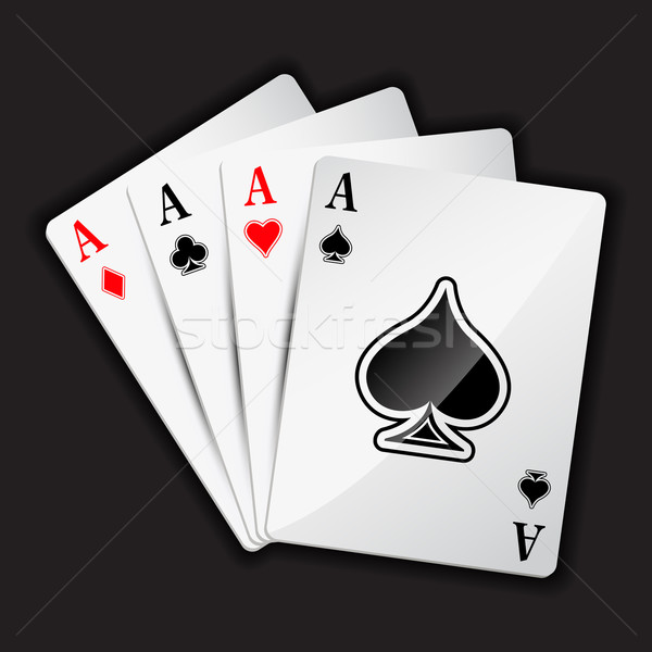Oynama kart örnek ayarlamak dört aces Stok fotoğraf © vectomart