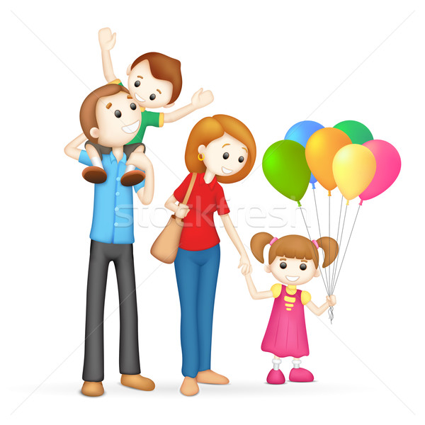 3D familia feliz vector mujer familia nina Foto stock © vectomart