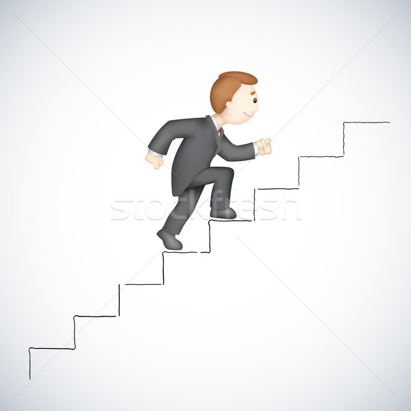 Hombre de negocios escalada éxito escalera ilustración 3D Foto stock © vectomart