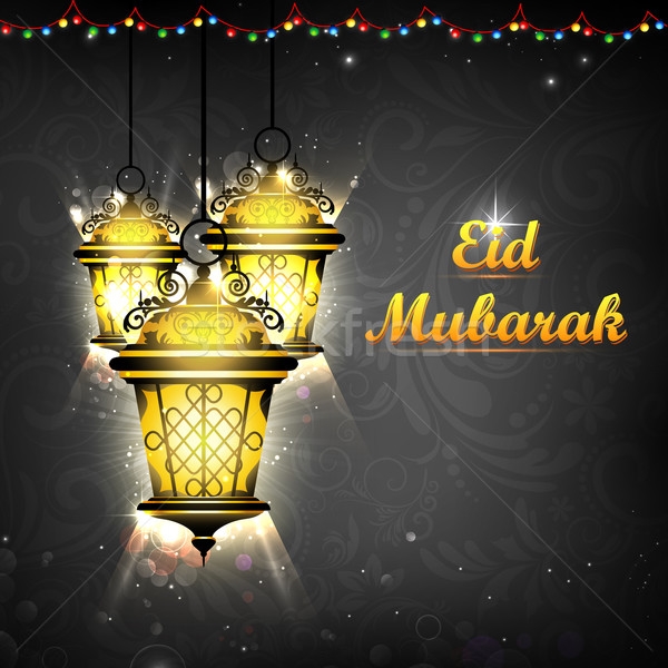 Illuminated lamp on Eid Mubarak background Stock photo © vectomart