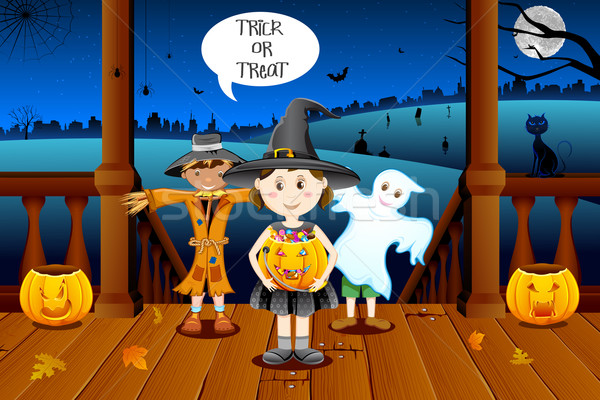 Kids in Halloween Costume Stock photo © vectomart
