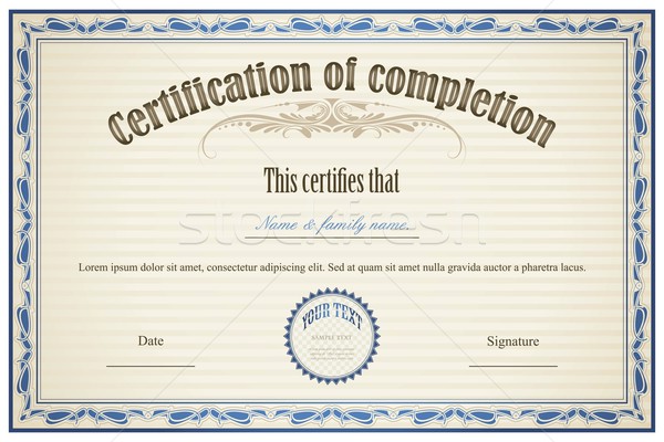 Certificat completare ilustrare sablon cadru Imagine de stoc © vectomart
