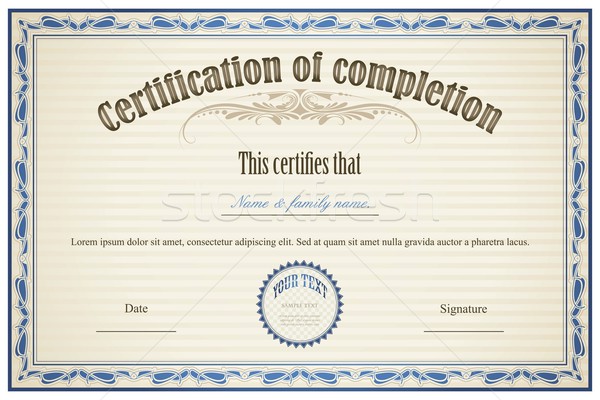 Certificat achèvement illustration modèle floral cadre [[stock_photo]] © vectomart