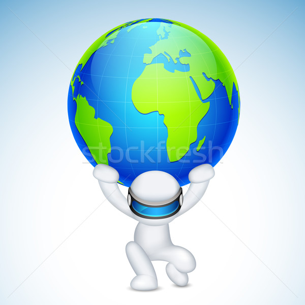 3d Man in Vector holding earth on his back Stock photo © vectomart