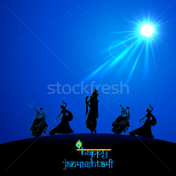 Lord Krishna doing Rash Leela in Janmasthami Stock photo © vectomart
