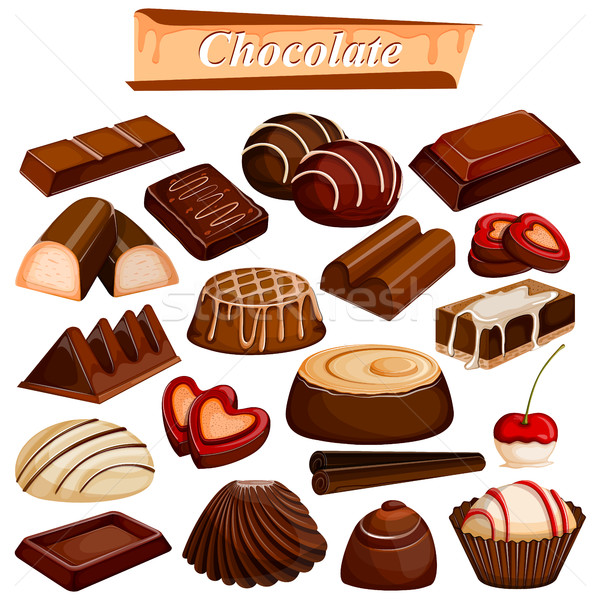 Szett nyami csokoládé étel desszert illusztráció Stock fotó © vectomart
