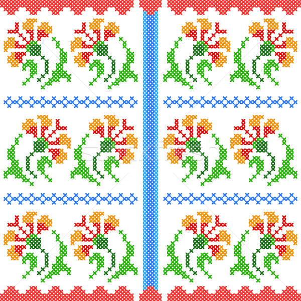 Cross Stitch Embroidery floral design for seamless pattern texture Stock photo © vectomart