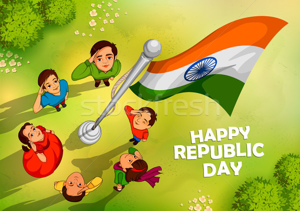 Indian people saluting flag of India  with pride on Happy Republic Day Stock photo © vectomart