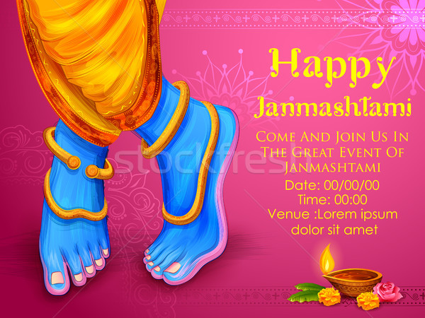 Lord Krishna in Happy Janmashtami festival background of India Stock photo © vectomart