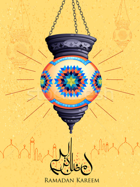 Ramadan Kareem greeting with illuminated lamp Stock photo © vectomart