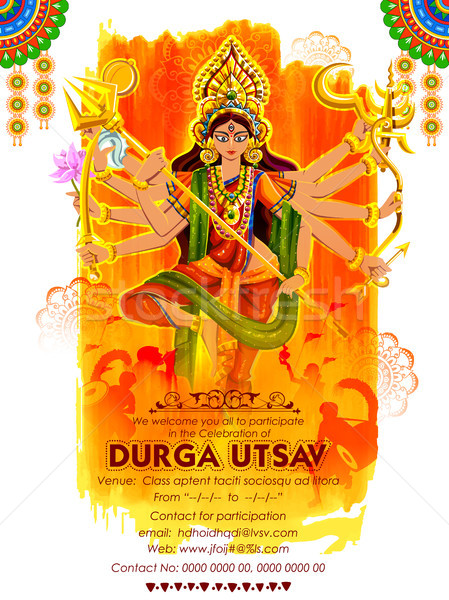 Goddess Durga in Subho Bijoya Happy Dussehra background vector illustration  © vectomart (#8407130) | Stockfresh