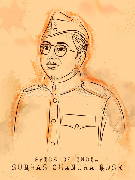 Vintage Indian background with Nation Hero and Freedom Fighter Subhash Chandra Bose Pride of India Stock photo © vectomart