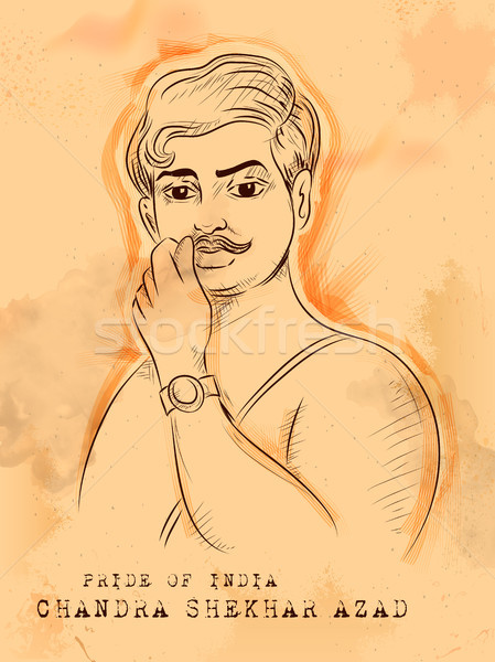 Vintage Indian background with Nation Hero and Freedom Chandra Shekhar Azad Pride of India Stock photo © vectomart