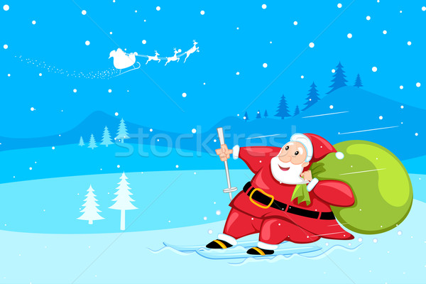 Santa sking in snow Stock photo © vectomart
