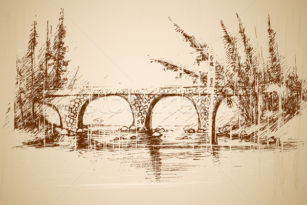 Pie puente parque ilustración vintage estilo Foto stock © vectomart