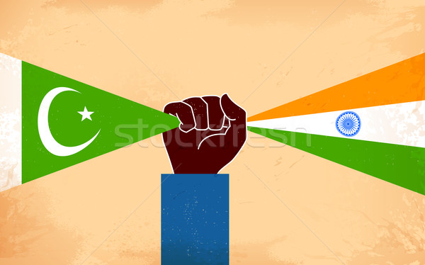 Indië Pakistan eenheid illustratie hand vlag Stockfoto © vectomart