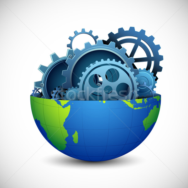 核心 地球 插圖 顯示 齒輪 商業照片 © vectomart