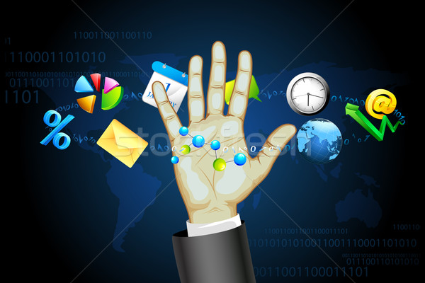 Stock foto: Geschäftsmann · interaktive · Touchscreen · Illustration · Business · Hand