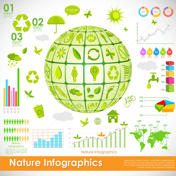 Foto d'archivio: Ambientale · infografica · illustrazione · riciclare · mondo · natura