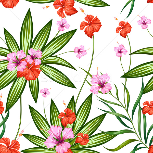 Seamless Pattern with Exotic Tropical Flower Stock photo © vectomart