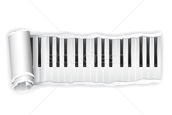 Foto stock: Papel · piano · chave · ilustração · papel · rasgado