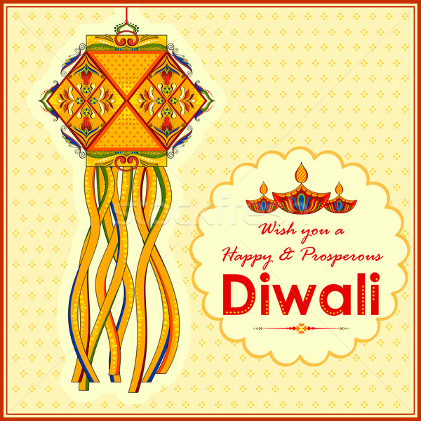 Hanging kandil lamp and diya for Diwali decoration Stock photo © vectomart