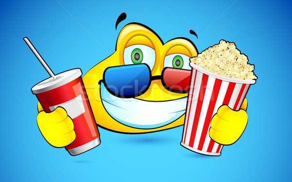 Smiley with Pop Corn and 3d Goggles Stock photo © vectomart