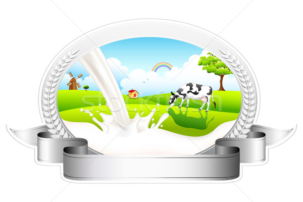 Flowing Milk with grazing Cow Stock photo © vectomart