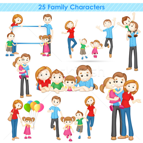 3D aile toplama örnek insanlar bebek Stok fotoğraf © vectomart