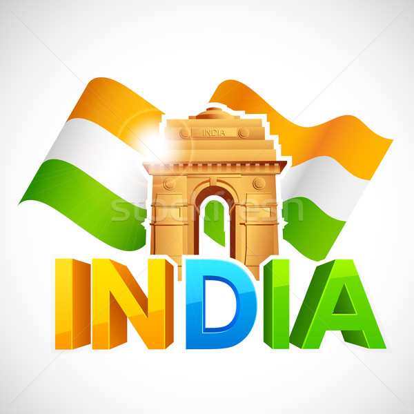 India cancello tricolore bandiera illustrazione libertà Foto d'archivio © vectomart