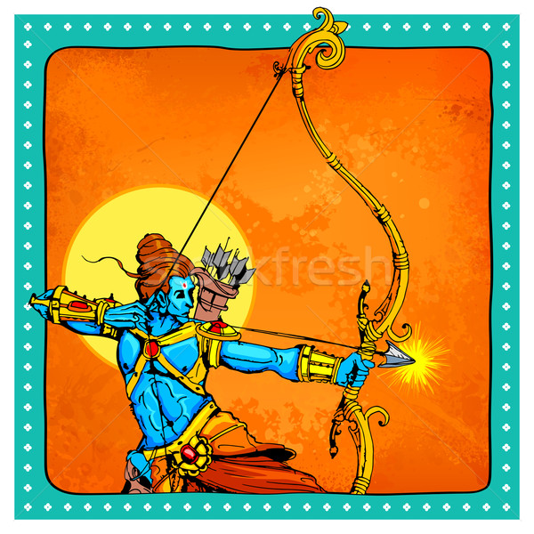 Lord Rama with bow arrow killimg Ravana Stock photo © vectomart