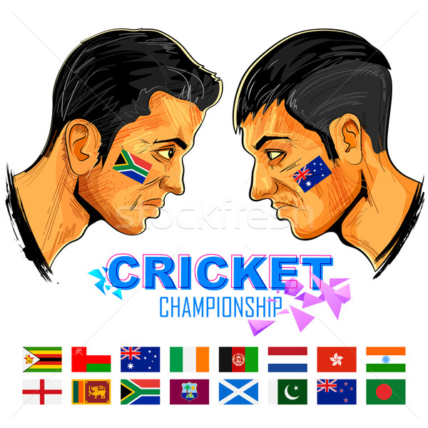 Cricket Spieler Meisterschaft Illustration Spieler unterschiedlich Stock foto © vectomart