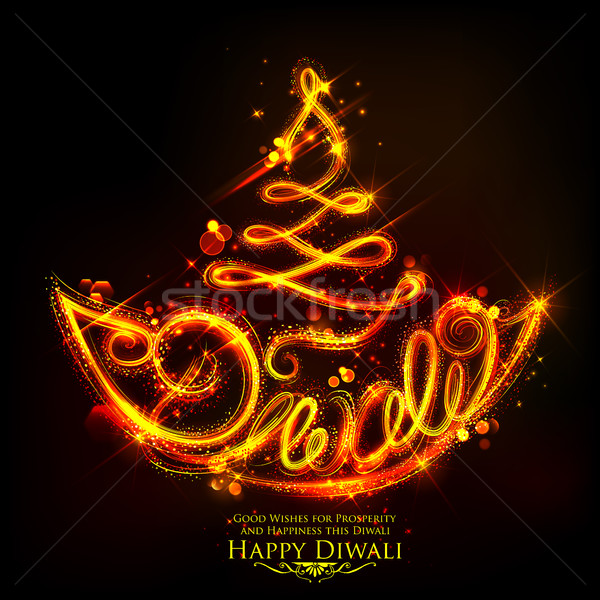 Burning diya on happy Diwali Holiday background for light festival of India Stock photo © vectomart