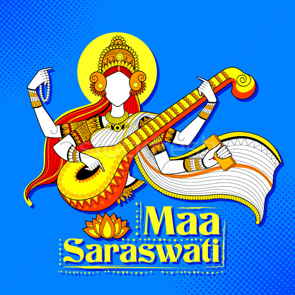 Goddess of Wisdom Saraswati for Vasant Panchami India festival background Stock photo © vectomart