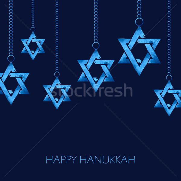 Happy Hanukkah, Jewish holiday background with hanging star of David Stock photo © vectomart