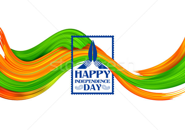 Acrylic brush stroke Tricolor banner with Indian flag for 15th August Happy Independence Day of Indi Stock photo © vectomart