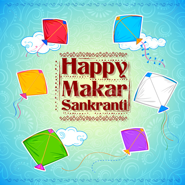 Makar Sankranti wallpaper with colorful kite for festival of India Stock photo © vectomart
