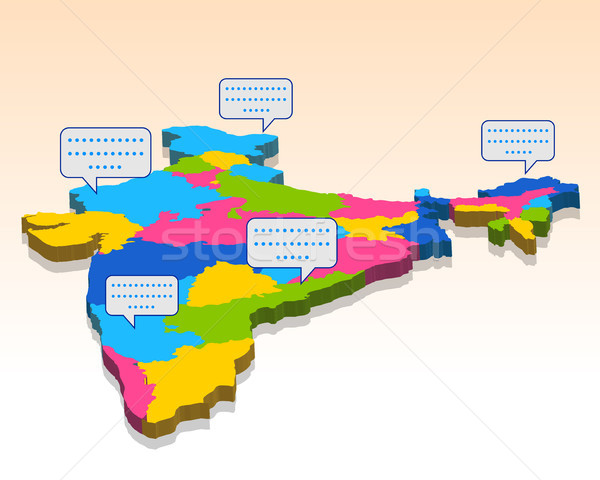 Részletes 3D térkép India Ázsia összes Stock fotó © vectomart