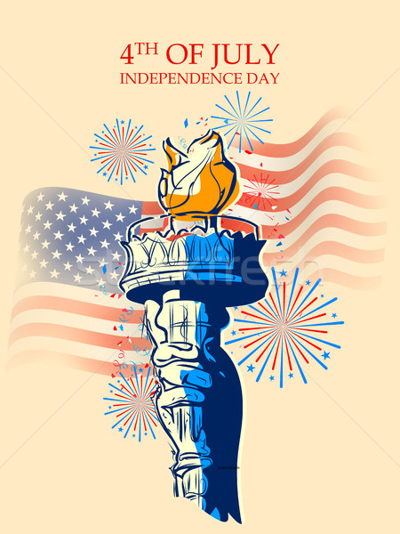 Statue of Liberty on Fourth of July background for Happy Independence Day of America Stock photo © vectomart