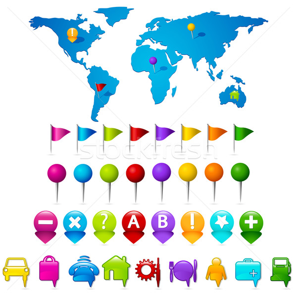 World Map with GPS icons Stock photo © vectomart