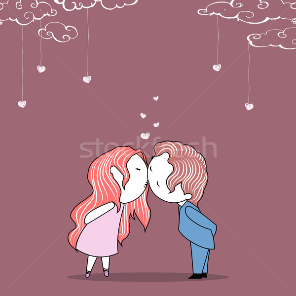 Imagine de stoc: Nuntă · sablon · ilustrare · sărutat · cuplu · invitatie · de · nunta