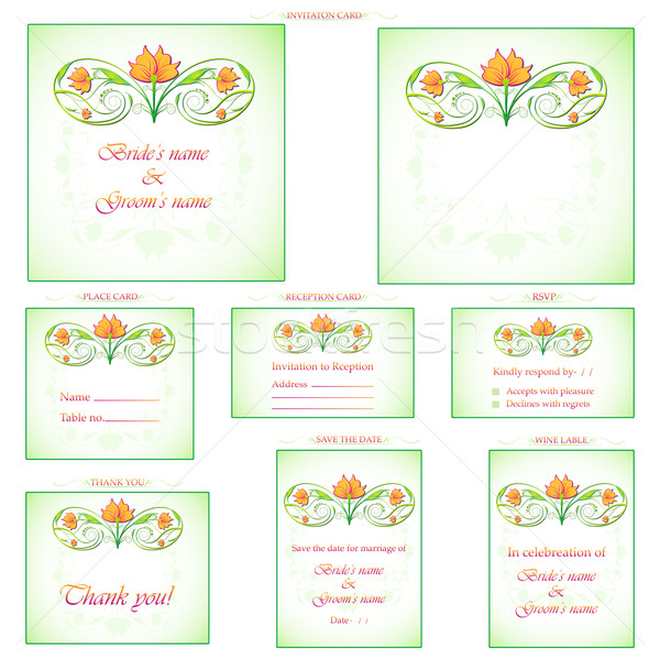 Recepţie card ilustrare set receptie de nunta Imagine de stoc © vectomart