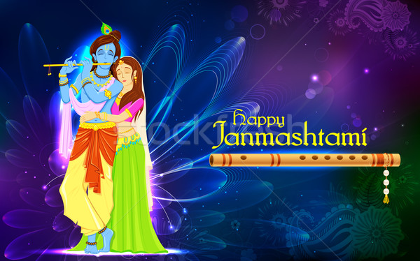 Radha and Lord Krishna on Janmashtami Stock photo © vectomart
